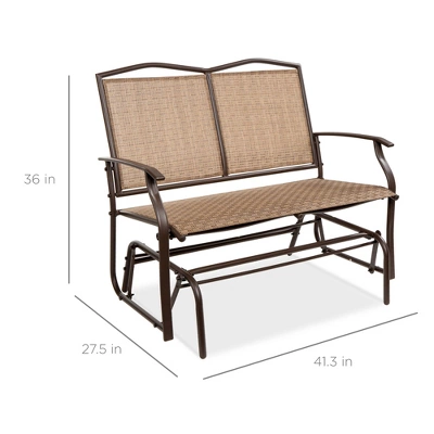 Best Choice Products 2-Person Outdoor Swing Glider, Patio Loveseat, Steel Bench Rocker For Porch W/ Armrests - Image 5