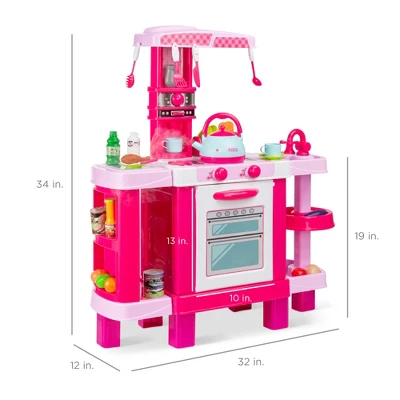 Best Choice Products Pretend Play Kitchen Toy Set For Kids With Water Vapor Teapot, 34 Accessories, Sounds - Image 6