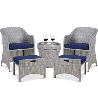 Best Choice Products 5-Piece Outdoor Wicker Patio Bistro Furniture Set W/ Storage Table, No Assembly - Image 9