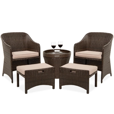 Best Choice Products 5-Piece Outdoor Wicker Patio Bistro Furniture Set W/ Storage Table, No Assembly - Image 7