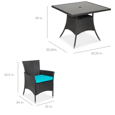 Best Choice Products 5-Piece Indoor Outdoor Wicker Patio Dining Table Furniture Set W/ Umbrella Cutout, 4 Chairs - Image 6