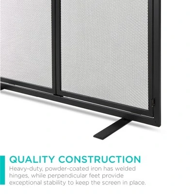 Best Choice Products 38.5x31in 2-Door Fireplace Screen, Handcrafted Wrought Iron Spark Guard W/ Magnetic Doors - Image 4