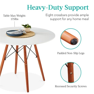 Best Choice Products 35.5in Round Compact Mid-Century Modern Dining Table W/ Beech Wood Legs, Metal Frame - Image 5