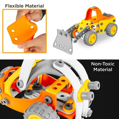 Best Choice Products Kids 147-Piece 5-in-1 Educational STEM Building Toy Kit W/ Car, Helicopter, Boat, Bulldozer, Truck - Image 3