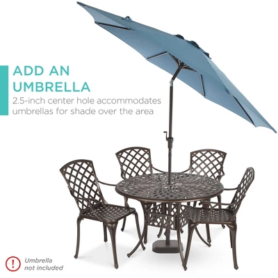 Best Choice Products 5-Piece All-Weather Cast Aluminum Patio Dining Set W/ Chairs, Umbrella Hole, Lattice Weave Design - Image 3