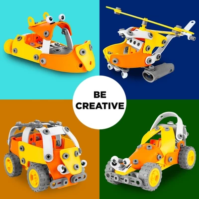 Best Choice Products Kids 147-Piece 5-in-1 Educational STEM Building Toy Kit W/ Car, Helicopter, Boat, Bulldozer, Truck - Image 2