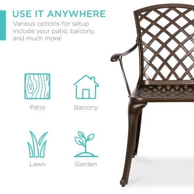 Best Choice Products 5-Piece All-Weather Cast Aluminum Patio Dining Set W/ Chairs, Umbrella Hole, Lattice Weave Design - Image 4