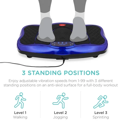 Best Choice Products Vibration Platform, Full Body Exercise Machine W/ Bluetooth Speakers, 5 Resistance Bands - Blue - Image 2