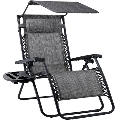 Best Choice Products Folding Zero Gravity Recliner Patio Lounge Chair W/ Canopy Shade, Headrest, Tray - Image 13