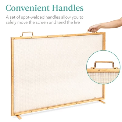 Best Choice Products 38x27in Single Panel Fireplace Screen Handcrafted Steel Mesh Spark Guard W/ Handles - Image 4