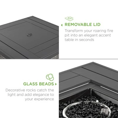 Best Choice Products 32in Fire Pit Table 50,000 BTU Outdoor Wicker Patio W/ Wind Guard, Glass Beads, Cover - Image 3