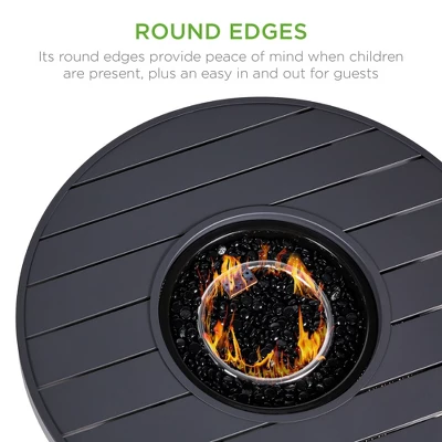 Best Choice Products 32in Round Fire Pit Table, 50,000 BTU Outdoor Wicker Patio Firepit W/ Cover, Tank Holder