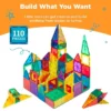 Best Choice Products 110-Piece Kids Magnetic Tiles Set Construction Building Blocks Educational STEM Toy With Case