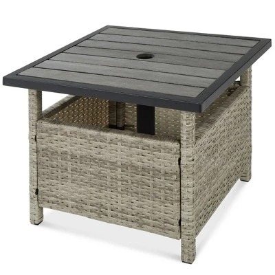 Best Choice Products Wicker Rattan Patio Side Table Outdoor Furniture For Garden, Pool, Deck W/ Umbrella Hole - Image 8