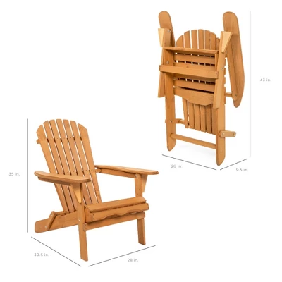Best Choice Products Folding Adirondack Chair Outdoor, Wooden Accent Lounge Furniture W/ 350lb Capacity - Image 6