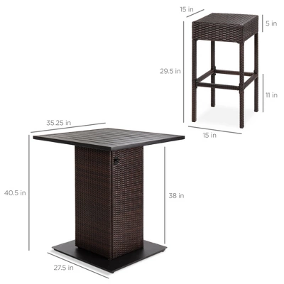 Best Choice Products 5-Piece Patio Wicker Bar Set W/ Built-In Bottle Opener, Hidden Storage Shelf, 4 Stools - Image 5