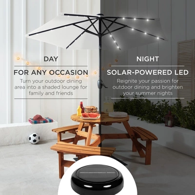 Best Choice Products 7.5ft Outdoor Solar Patio Umbrella For Deck, Pool W/ Tilt, Crank, LED Lights - Image 2