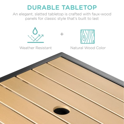 Best Choice Products Wicker Rattan Patio Side Table Outdoor Furniture For Garden, Pool, Deck W/ Umbrella Hole - Image 2