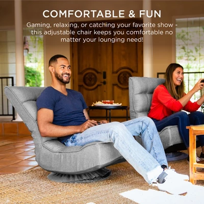 Best Choice Products Folding Floor Gaming Chair For Home, Office W/ 360-Degree Swivel, 4 Adjustable Positions - Image 2