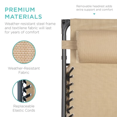 Best Choice Products Folding Zero Gravity Recliner Patio Lounge Chair W/ Canopy Shade, Headrest, Tray - Image 3