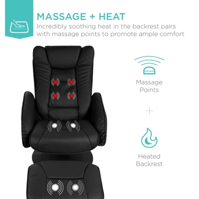 Best Choice Products Faux Leather Electric Massage Recliner Chair W/ Stool Ottoman, Remote Control, 5 Modes