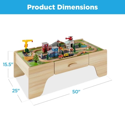 Best Choice Products 35-Piece Train Table, Large Multipurpose Wooden Playset For Children W/ Reversible Table Top - Image 6
