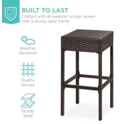 Best Choice Products 5-Piece Patio Wicker Bar Set W/ Built-In Bottle Opener, Hidden Storage Shelf, 4 Stools - Image 3