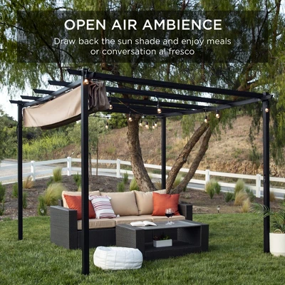 Best Choice Products 10x10ft Weather-Resistant Pergola, Patio Shelter W/ Retractable Sun Shade Canopy, Steel Frame - Image 2
