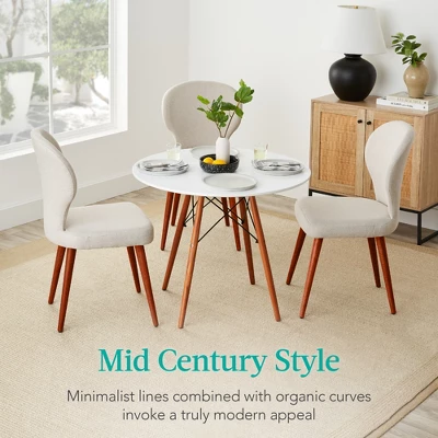 Best Choice Products 35.5in Round Compact Mid-Century Modern Dining Table W/ Beech Wood Legs, Metal Frame - Image 2
