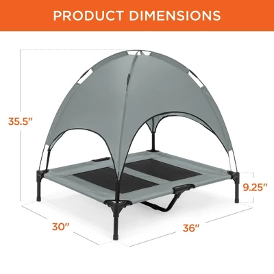 Best Choice Products 36in Outdoor Raised Mesh Cot Cooling Dog Pet Bed W/ Removable Canopy, Travel Bag - Image 6