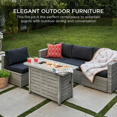 Best Choice Products 42in Fire Pit Table 50,000 BTU Rectangular Steel Gas W/ Storage, Cover, Glass Beads - Image 5