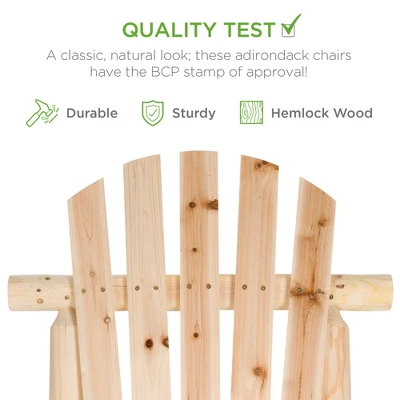 Best Choice Products Wooden Rocking Chair Outdoor Wood Rocker Adirondack Lounger Patio Accent Furniture - Natural Finish - Image 3