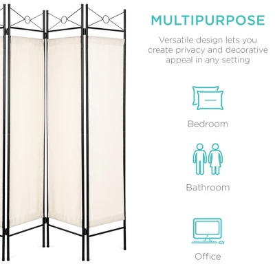 Best Choice Products 6ft 4-Panel Folding Privacy Screen Room Divider Decoration Accent W/ Steel Frame - Image 3