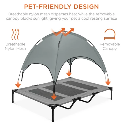 Best Choice Products 48in Elevated Cooling Dog Bed, Outdoor Raised Mesh Pet Cot W/ Removable Canopy, Carrying Bag - Image 3