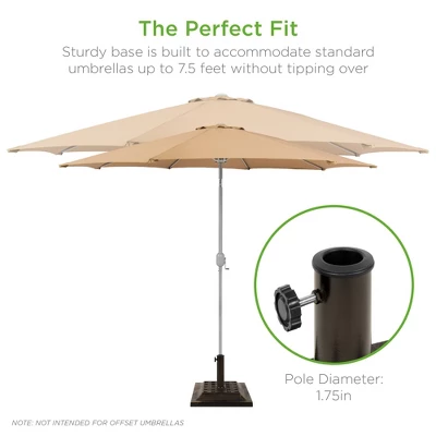Best Choice Products 26lb Heavy-Duty Steel Square Patio Umbrella Base Stand W/ Decorative Basketweave Pattern - Bronze - Image 3
