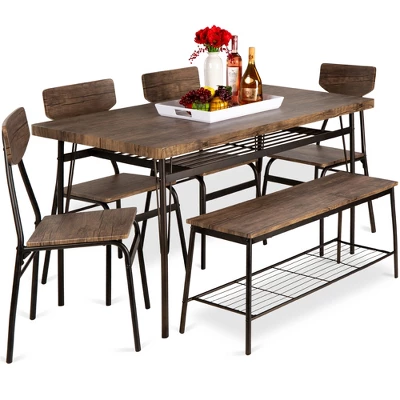 Best Choice Products 6-Piece 55in Modern Home Dining Set W/ Storage Racks, Rectangular Table, Bench, 4 Chairs - Image 7