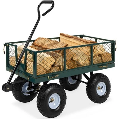 Best Choice Products Heavy-Duty Steel Garden Wagon Lawn Utility Cart W/ 400lb Capacity, Removable Sides, Handle - Image 7