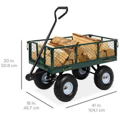 Best Choice Products Heavy-Duty Steel Garden Wagon Lawn Utility Cart W/ 400lb Capacity, Removable Sides, Handle - Image 6