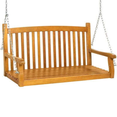Best Choice Products 48in Wooden Curved Back Hanging Porch Swing Bench For Patio, Deck W/ Mounting Chains - Image 7