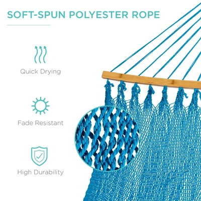 Best Choice Products 2-Person Woven Polyester Outdoor Caribbean Hammock W/ Curved Bamboo Spreader Bar