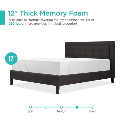 Best Choice Products 12in 2-Layer Medium-Firm Bamboo Charcoal Gel & Green Tea Infused Memory Foam Mattress - Image 2