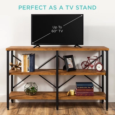 Best Choice Products 55in Rustic 3-Tier Console Table For Living Room, Entry W/ Non-Scratch Feet - Image 4