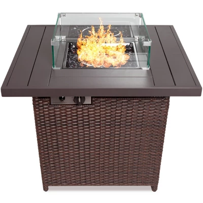 Best Choice Products 32in Fire Pit Table 50,000 BTU Outdoor Wicker Patio W/ Wind Guard, Glass Beads, Cover - Image 8