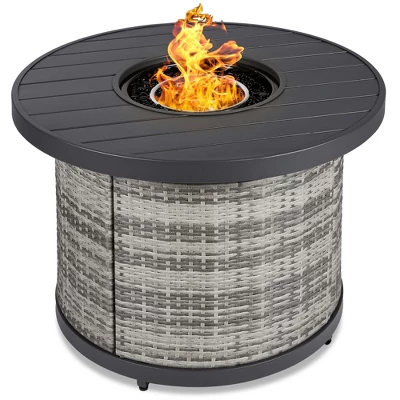 Best Choice Products 32in Round Fire Pit Table, 50,000 BTU Outdoor Wicker Patio Firepit W/ Cover, Tank Holder - Image 7