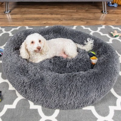 Best Choice Products 36in Dog Bed Self-Warming Plush Shag Fur Donut Calming Pet Bed Cuddler