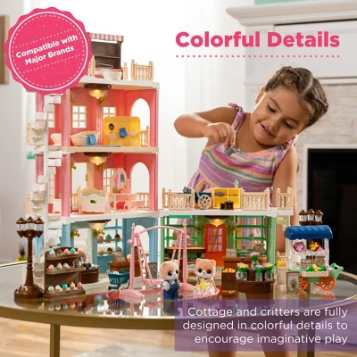 Best Choice Products Deluxe Cottage Dollhouse Mansion Pretend Toy Playset W/ 225 Accessories And Tiny Critters For Kids - Image 3