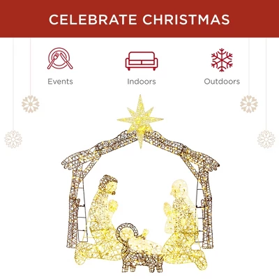 Best Choice Products 6ft Lighted Outdoor Nativity Scene, Yard Decoration W/ 190 LED Lights, Stakes, Zip Ties - Image 2