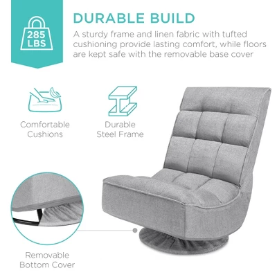 Best Choice Products Folding Floor Gaming Chair For Home, Office W/ 360-Degree Swivel, 4 Adjustable Positions - Image 4