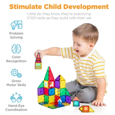 Best Choice Products 265-Piece Kids Magnetic Tiles Set Construction Building Blocks Educational STEM Toy - Image 3