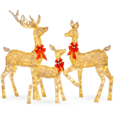 Best Choice Products 3-Piece Lighted Christmas Deer Set Outdoor Yard Decoration With 360 LED Lights, Stakes - Image 7
